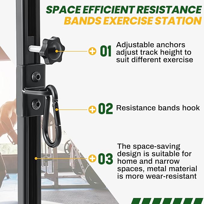 Resistance Bands Wall Mount System Adjustable Wall Anchor 35.5in Metal Gym Station for Exercises Home Fitness Workout Athletic Training,Resistance Bands Not Included