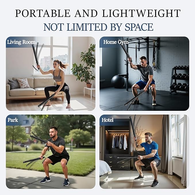 Ropeless Battle Ropes for Exercise Workout Rope, Portable Workout for Home Gym, Exercise Battle Ropes for HIIT Workouts, Low-Impact Cardio Training (2 Ropes with Gloves)