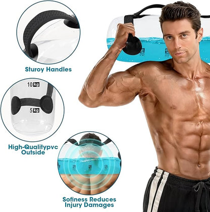 Water Weights Aqua Bag - Dual-Purpose Water Punching Bag, Sandbag Alternative for Strength Training, Portable Stability Fitness Equipment for Core and Balance Home Gym - 55 LBS