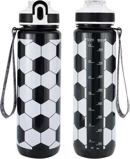 EYQ 32 oz Water Bottle with Time Marker, Carry Strap, Leak-Proof Tritan BPA-Free, Ensure You Drink Enough Water for Fitness, Gym, Camping, Outdoor Sports