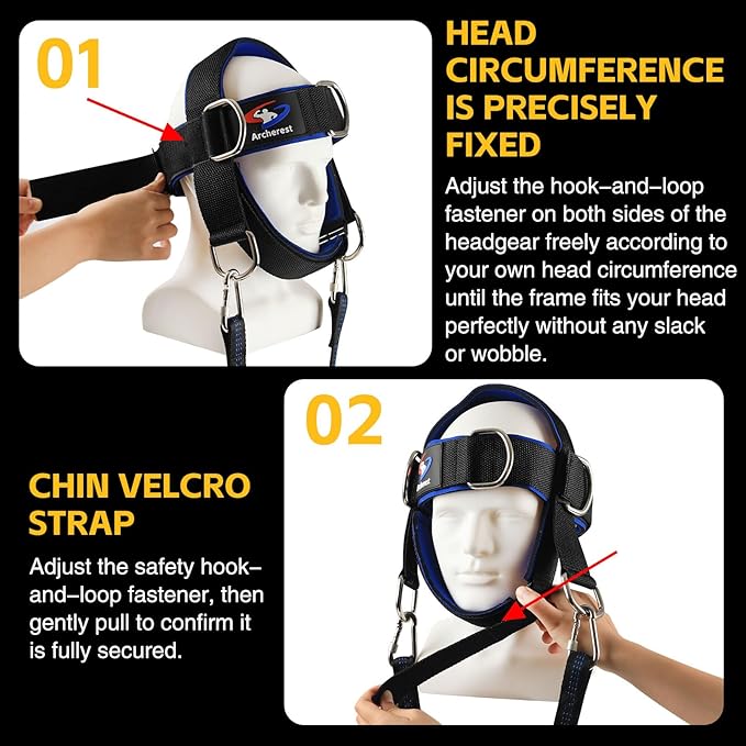 Fitness Neck Head Harness Trainer, Adjustable Chin Strap and Head Harness Strength, Neoprene Neck Exerciser for Weight Lifting, Home and Gym Use