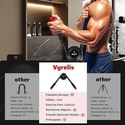 Hydraulic Power Twister Adjustable Resistance 22–440 lbs Digital Display, Foldable Arm Chest Exerciser for Women Men, No Snapback Safety, Portable Home Gym Gear