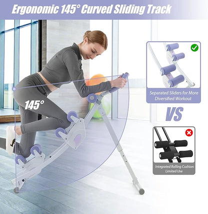 Goplus Foldable Core Abdominal Trainer, AB Workout Machine Exercise Equipment with 4 Adjustable Heights, LCD Monitor, Waist Trainer Ab Cruncher Strength Training Equipment for Home Gym Fitness