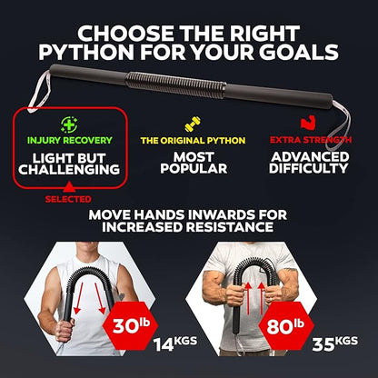 Python Power Twister Bar - Upper Body Exercise for Chest, Shoulder, Forearm, Bicep and Arm Strengthening Workout Equipment by Core Prodigy
