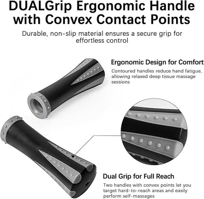 Muscle Roller Massage Roller Stick- Deep Tissue Fascia Blaster for Myofascial Pain Relief, Lymphatic Drainage & Body Sculpting, Handheld Physical Therapy & Recovery Tool (Gray black-18 inch)