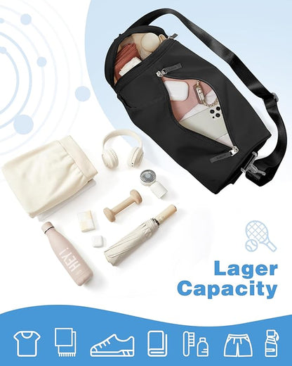 Small Gym Bag for Women,Waterproof Mini Duffle Bag Womens Spotrs WorkoutBags Small Travel Duffel Bag with Wet Pocket Carry on Weekender Bags for Dance Swimming,Gym,Yoga,Fitness Black