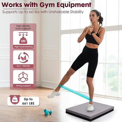 Balance Pad- High-Density Foam Cushion Mat for Yoga, Exercise & Fitness, Non-Slip Stability Trainer for Core Workouts, Thick Foam Balance Board (19.7×15.7×2.4 in)