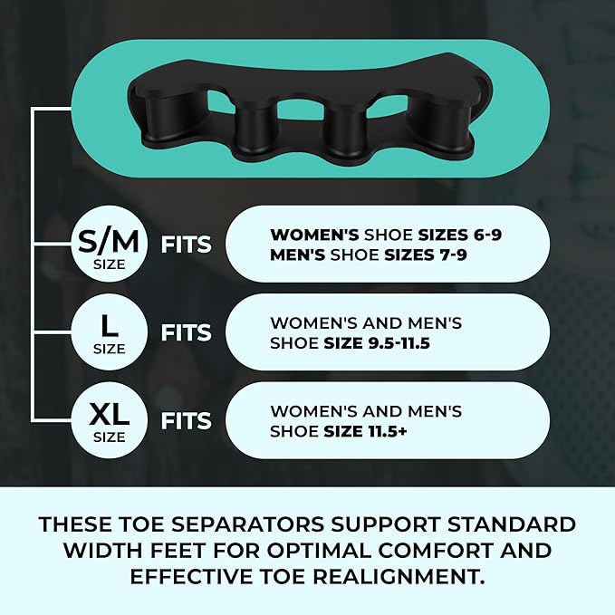 VYCE PrimalStep Toe Separators, Spreaders, Spacers, Straightener to Correct Toes for Men and Women, Bunion Corrector, Plantar Fasciitis and Athletic Mobility, Large
