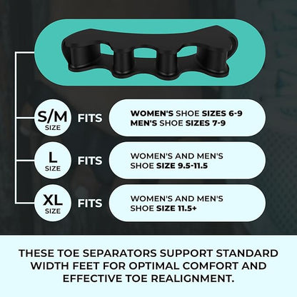 VYCE PrimalStep Toe Separators, Spreaders, Spacers, Straightener to Correct Toes for Men and Women, Bunion Corrector, Plantar Fasciitis and Athletic Mobility, 2 Pairs, S/M, Large