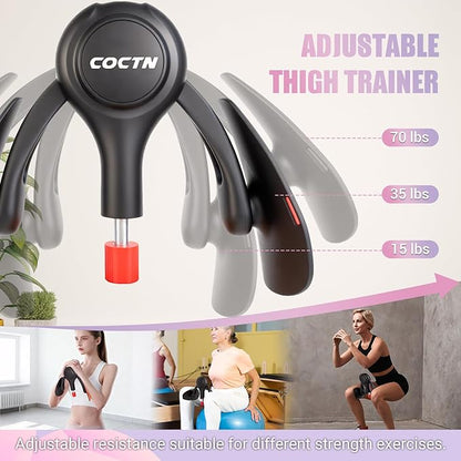 Thigh Trainer for Women, 15-70LB Adjustable Resistance Inner Thigh Exerciser for Pelvic Floor Muscle Repair, Thigh Workout Kegel Exercise Equipment for Shaping, Yoga & Weight Loss at Home Gym
