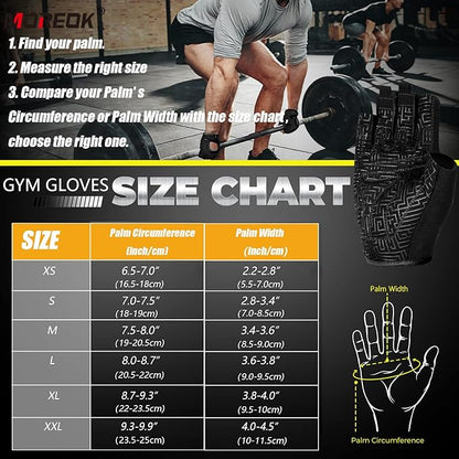 MOREOK Workout Gloves for Men/Women- [3/4 Finger] [Curved Open Back] Weight Lifting Gloves Gym Gloves for Weightlifting,Exercise,Training,Pull ups,Fitness and Rowing