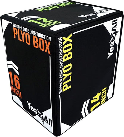 Yes4All 3-in-1 Soft-Padded Plyo Box With Wooden Core, Non-Slip Multi-Use Cushioned Plyometric Jump Box with Vinyl Cover for Jumping, Conditioning, Strength Training
