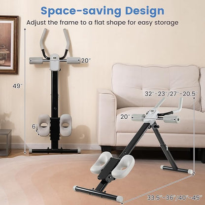 GYMAX Ab Workout Equipment, Adjustable Ab Machine for Whole Body Home Exercise with LCD Monitor, Big Knee Pads & Foam Cover, Core Ab Stomach Trainer for Home Gym Strength Training
