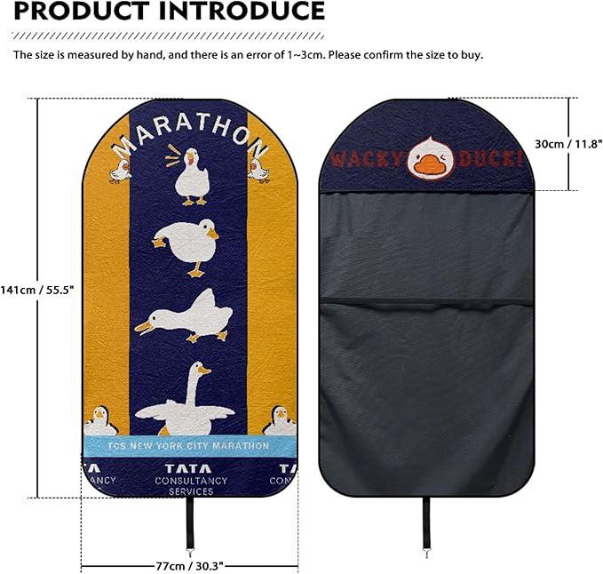 Marathon Long Run Duck Pattern Car Seat Cover Front Covers (Set of 2) - Hand-Painted Funny Design, Universal Fit for Most Sedans and SUVs, Sweat Absorbent Towel Base Protectors