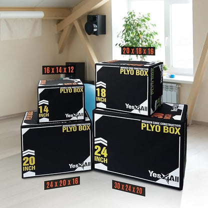 Yes4All 3-in-1 Soft-Padded Plyo Box With Wooden Core, Non-Slip Multi-Use Cushioned Plyometric Jump Box with Vinyl Cover for Jumping, Conditioning, Strength Training