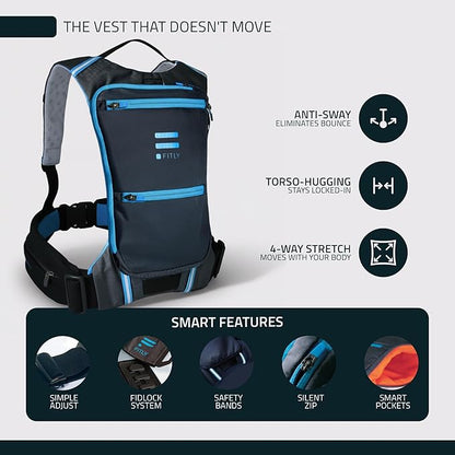 FITLY Minimalist Running Pack - Fitness Backpack Phone Holder, Storage, Thoracic Belt - Carry Personal Items - Running Gear for Men & Women - Lightweight Hydration Water Backpack