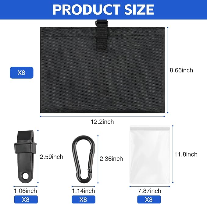 8 Pack Boat Cover Sand Bag Mooring Kit, Weighted Bags for Boat Mooring Covers Car RV, 1680D Marine Grade Sand Bags for Weight, Windproof Weighted Sandbags Tarp Weights Clip Boating Accessories