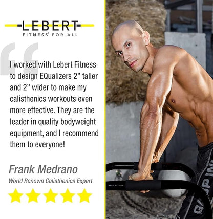 Lebert EQualizer Total Body Strengthener – Portable Dip Station for Full Bodyweight Training – Includes Hip Resistance Band & Online Coaching – Available in Standard & XL Sizes