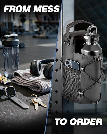 Magnetic Gym Bag for Men - Water Bottle Carrier Holder Bag with Shoulder Strap, 4 Built-in Magnets Gym Gifts for Men