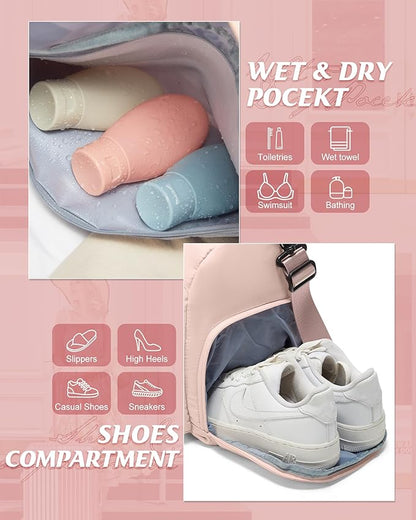 Gym Bag Womens,Travel Duffel Carry on Bag Sport Tote Bag Weekend Overnight Bag