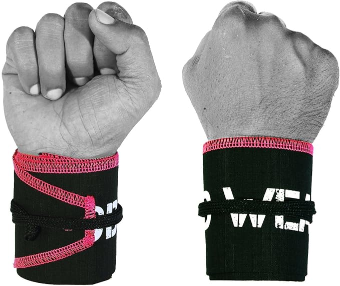 Wrist Wraps for Powerlifting, Strength Training, Bodybuilding, Cross Training, Olympic Weightlifting, Yoga Support - One Size Fits All