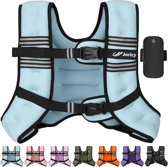 Weighted Vest Woman 5lb/8lb/10lb/12lb/15lb/20lb/25lb/30lb Weight Vest for Women Men, Rucking Vests with Reflective Stripe for Running Workout Walking Strength Training Weight Loss Fitness Weightlifting