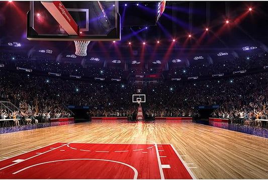Basketball Backdrop Basketball Court Stadium Stage Photography Background Stadium Lights Fans Sport Arena Background Sports Party Background Basketball Decorations Birthday Banner Props 20x10ft