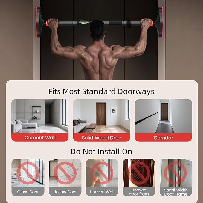 Adjustable Doorway Pull-Up Bar for Home Gym, Multi-Position Chin-Up & Pull-Up Bar for Upper Body Workouts