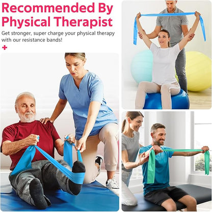 RENRANRING Resistance Bands for Working Out, Exercise Bands for Physical Therapy, Stretch, Recovery, Pilates, Rehab, Strength Training and Yoga Starter Set