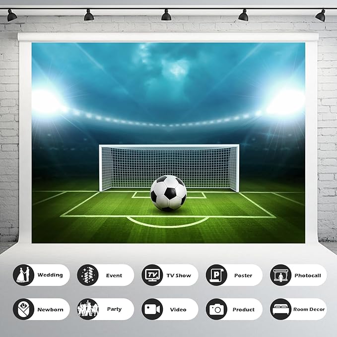 Soccer Football Championship Backdrop Sports Ball Goals Penalty Kick Concept Photography Background Gate Soccer Ball On Stadium Illustration Backdrops Sports Theme Party Decorations Vinyl 20x10ft