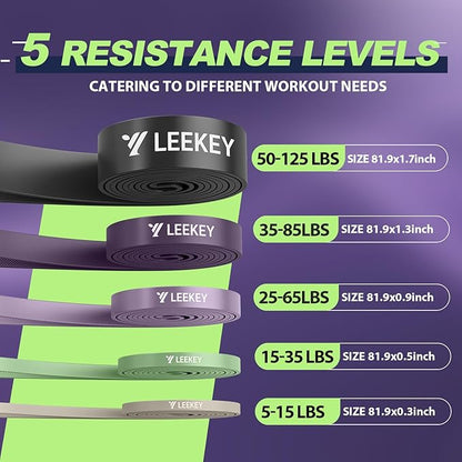 LEEKEY Resistance Bands, Exercise Bands with Handles,Pull Up Assist Bands - Band Set with Door Anchor - Bands for Working Out,Band for Men and Women Fitness Training,Home Workouts