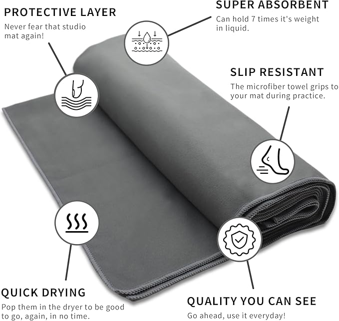 MIAOMIAO Non-Slip Hot Yoga Towel Set,Super Absorbent Microfiber in, 24.5" x 72" - Anti-Slip, Injury Free Design for Pilates, Yoga Mats, Exercise, and Fitness Gear