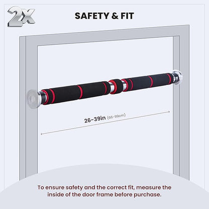 Door Chin Up Door Bar Home Gym - Pull Up - Adjustable Fits Residential Doorways - Supports Up to 300 Pounds - Easy to Mount - Build Upper Body Strength at Home Pump Biceps, Triceps, Lats