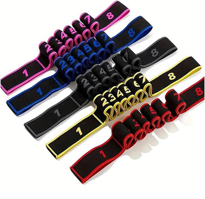 8-segment Digital Yoga Stretching Band High Elasticity Fitness Tension Band Double Layered Composite Webbing Dance Belt