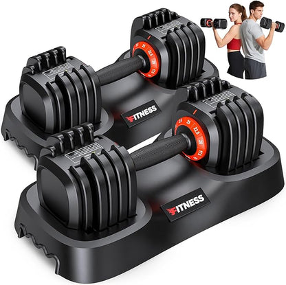 XDDIAS Adjustable Dumbbell Set of 2, 25/55/80/90LB Dumbbell Set- 1-Hand Fast Adjustment with Anti-Slip Handle, Compact Free Weights Dumbbells Set for Men/Women Home Gym Strength Training Equipment