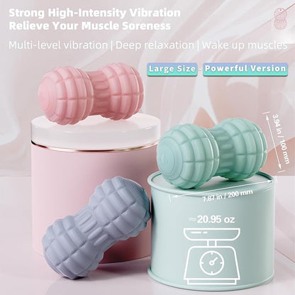 Vibrating Peanut Massage Ball for Back, Neck, Leg, Foot and Body, Portable Deep Tissue Muscle Roller for Trigger Point Massage, Myofascial Release and Psoas Release Tool (Green)