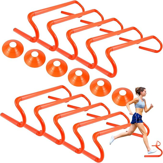 10 Pcs 6" Speed Agility Training Hurdles with 6 Marker Cone Durable Training Hurdle Agility Plyometric All Purpose Speed Hurdle Equipment for Athletes Soccer Basketball Football Practice