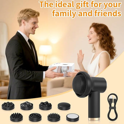 Electric Body Massager, Portable Body Relaxing Machine, Cordless Handheld Massager for Deep Relaxation, 8 Massage Heads, 1800mAh Battery, 9 Modes for Body SPA, Gift for Men Women, Black
