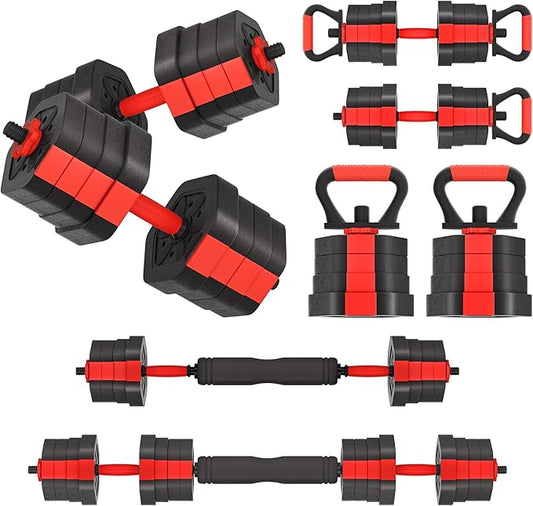 VIVITORY Dumbbell Sets Adjustable Weights, Free Weights with Connector, Non-Rolling Adjustable Dumbbell Set, Barbell for Home Gym, Hexagon, Cement Mixture