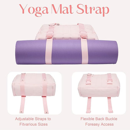 Small Gym Bag for Women, Puffy Sports Duffel Bag with Yoga Mat Holder, Gym Tote Bag with Wet Pocket & Coin Wallet, Carry on Bag for Workout Dance Pilates Ballet Swimming Travel