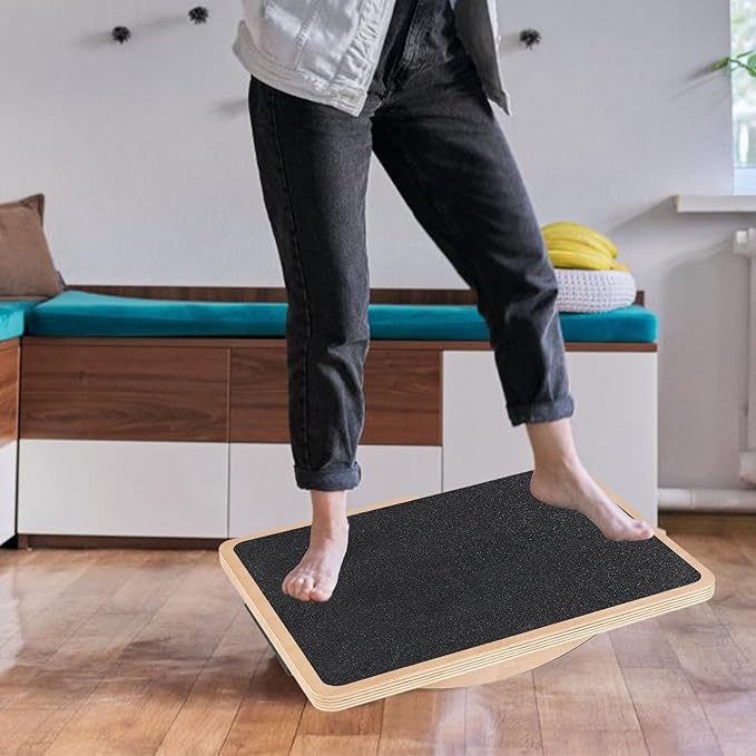 Rocker Board for Standing Desk Physical Anti Slip Ankle Stretching Core Training Wooden Balancing Board Fitness Balance Board, Genericy4vr8ubzg2