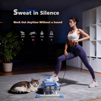 Portable Ski Balancing Machine, Ski Simulator Balance Board with Resistance Bands & LCD Monitor, Full Body Cardio Workout Stepper Exercise Machine 300 lbs Capacity, Ski Exercise Machine for Home