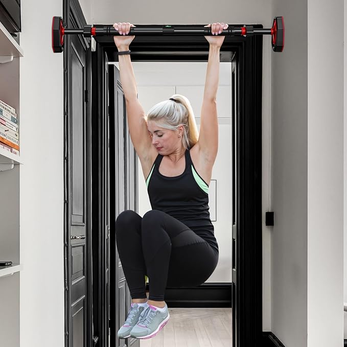 Pull Up Bar for Doorway, 25.5“-39.4” Adjustable Doorframe Pullup Bars, Portable Strength Training Pull-up Bars without Screws, Max 440lbs, Locking Mechanism Door Frame Pullups for Adults, Kids