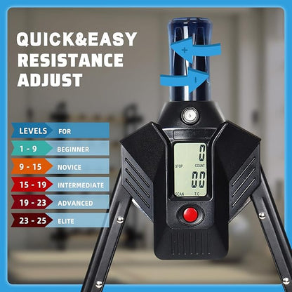 Hydraulic Power Twister Adjustable Resistance 22–440 lbs Digital Display, Foldable Arm Chest Exerciser for Women Men, No Snapback Safety, Portable Home Gym Gear