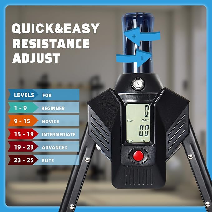 Hydraulic Power Twister Adjustable Resistance 22–440 lbs Digital Display, Foldable Arm Chest Exerciser for Women Men, No Snapback Safety, Portable Home Gym Gear