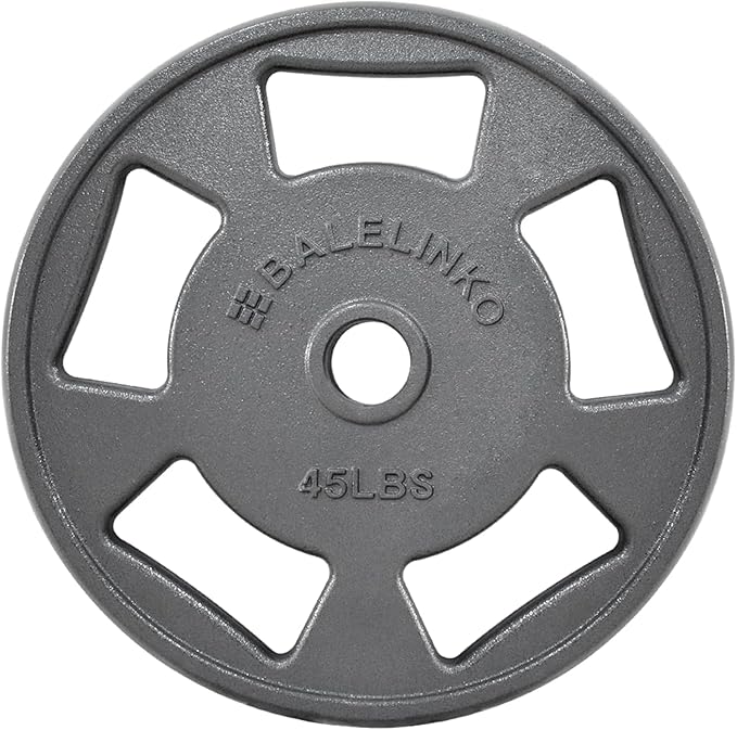 Balelinko Cast Iron 2-Inch Olympic Grip Plate Weight Plate for Strength Training, Weightlifting and Crossfit