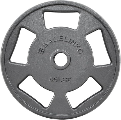 Balelinko Cast Iron 2-Inch Olympic Grip Plate Weight Plate for Strength Training, Weightlifting and Crossfit