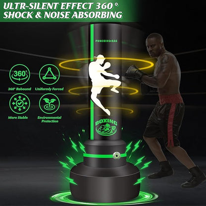 Upgrade Freestanding Punching Bag for Adults Teens Kids, 70'' Heavy Boxing Bag with Stand with Boxing Gloves, Kickboxing Bag for MMA Muay Thai Fitness Taekwondo Boxing Traning