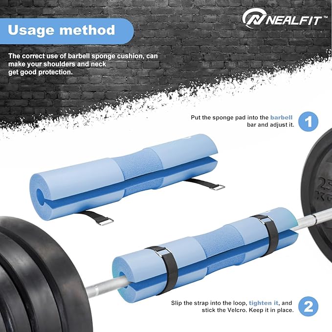 Barbell Pad Squat Pad for Squats—Squat Bar Pad—Great for Weightlifting,Lunges and Hip Thrusts—Foam Sponge Pad—Fit Standard and Olympic Bars Perfectly