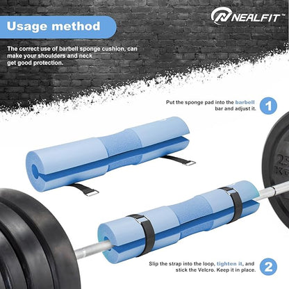 Barbell Pad Squat Pad for Squats—Squat Bar Pad—Great for Weightlifting,Lunges and Hip Thrusts—Foam Sponge Pad—Fit Standard and Olympic Bars Perfectly